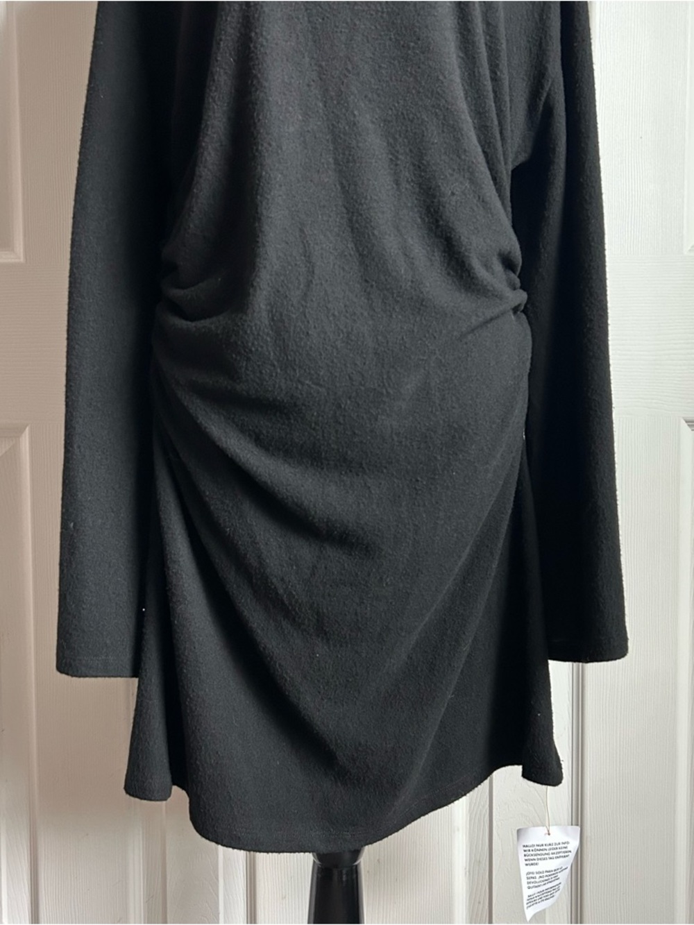 Zara black long sleeve boatneck side cinched mini sweater dress - Picture 4 of 6